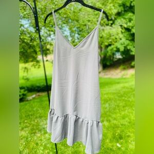 Gray Ruffle Sundress Adjustable Straps Beach Dress M